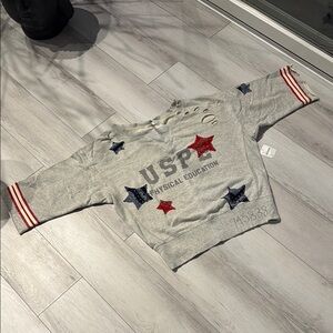 Free People Gray Star Print Sweatshirt